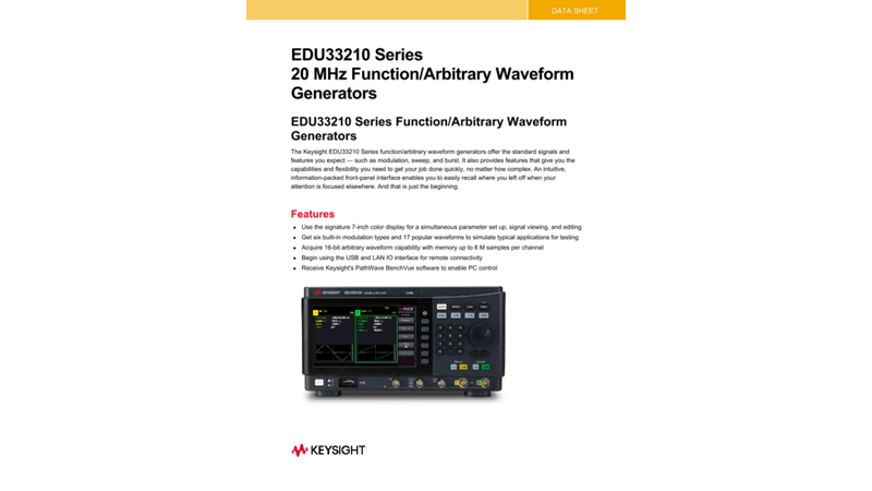 EDU33210 Series 20 MHz Function/Arbitrary Waveform Generators